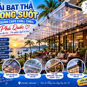 Bạt Trong Suốt Kéo Thả Cuốn Trước Hiên Quán Cafe